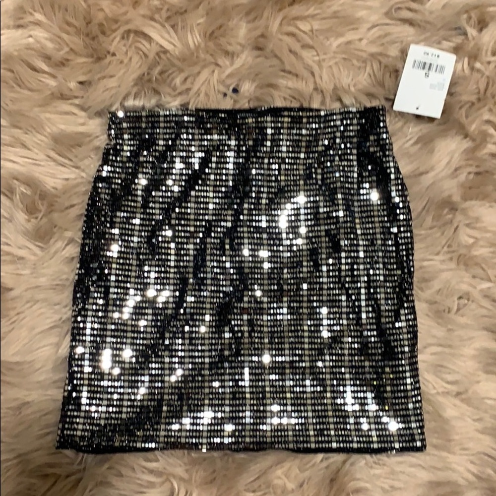 Silver sequin skirt